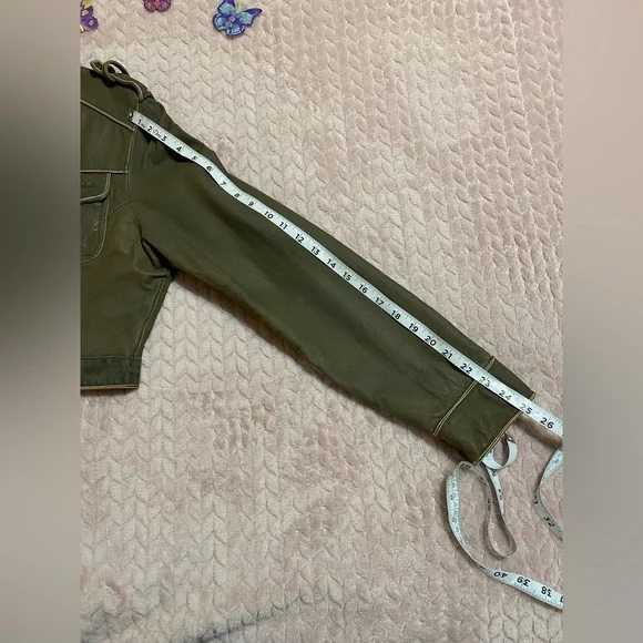 Wilson’s Leather Olive Green Cropped Military Jacket Size Large - Picture 8 of 12